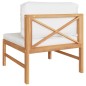 vidaXL Sofá central de madera maciza de teca con cojines crema vidaXL Sofá central de madera maciza de teca con cojines crema