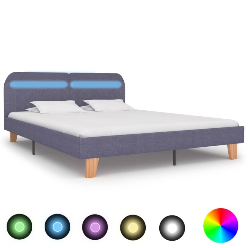 vidaXL Estructura de cama con LED tela gris claro 160x200 cm vidaXL Estructura de cama con LED tela gris claro 160x200 cm