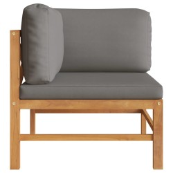 vidaXL Sofá de esquina madera maciza de teca con cojines gris oscuro
