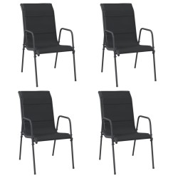 vidaXL Sillas de jardín 4 unidades acero y textilene negro
