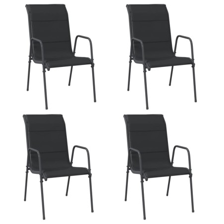 vidaXL Sillas de jardín 4 unidades acero y textilene negro