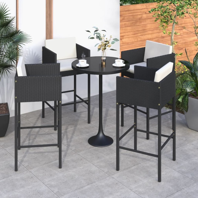 vidaXL Taburetes de cocina con cojines 4 uds ratán sintético negro vidaXL Taburetes de cocina con cojines 4 uds ratán sintético negro
