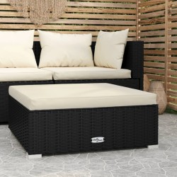 vidaXL Reposapiés de jardín con cojín ratán sintético gris 70x70x30 cm