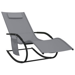 vidaXL Tumbona mecedora de acero y textilene gris