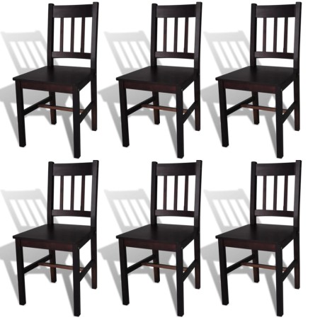 vidaXL Sillas de comedor 6 unidades madera de pino marrón oscuro