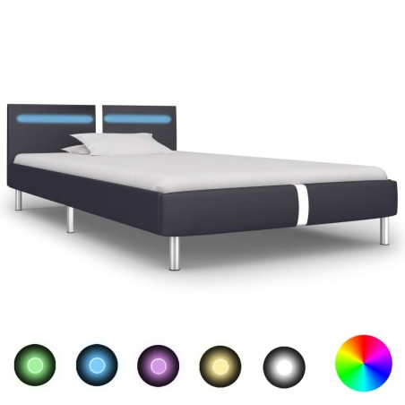 vidaXL Estructura de cama con LED cuero sintético negro 90x200 cm