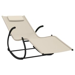 vidaXL Tumbona mecedora de acero y textilene crema