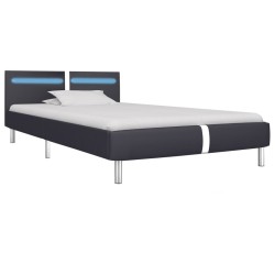 vidaXL Estructura de cama con LED cuero sintético negro 90x200 cm