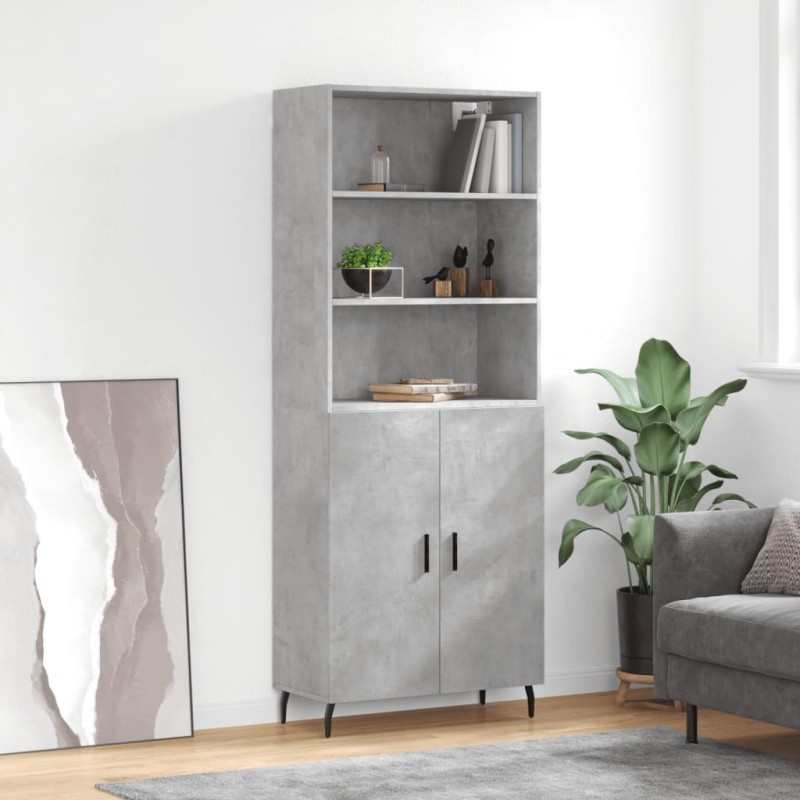 vidaXL Aparador alto madera contrachapada gris hormigón 69,5x34x180 cm vidaXL Aparador alto madera contrachapada gris hormigón 69,5x34x180 cm