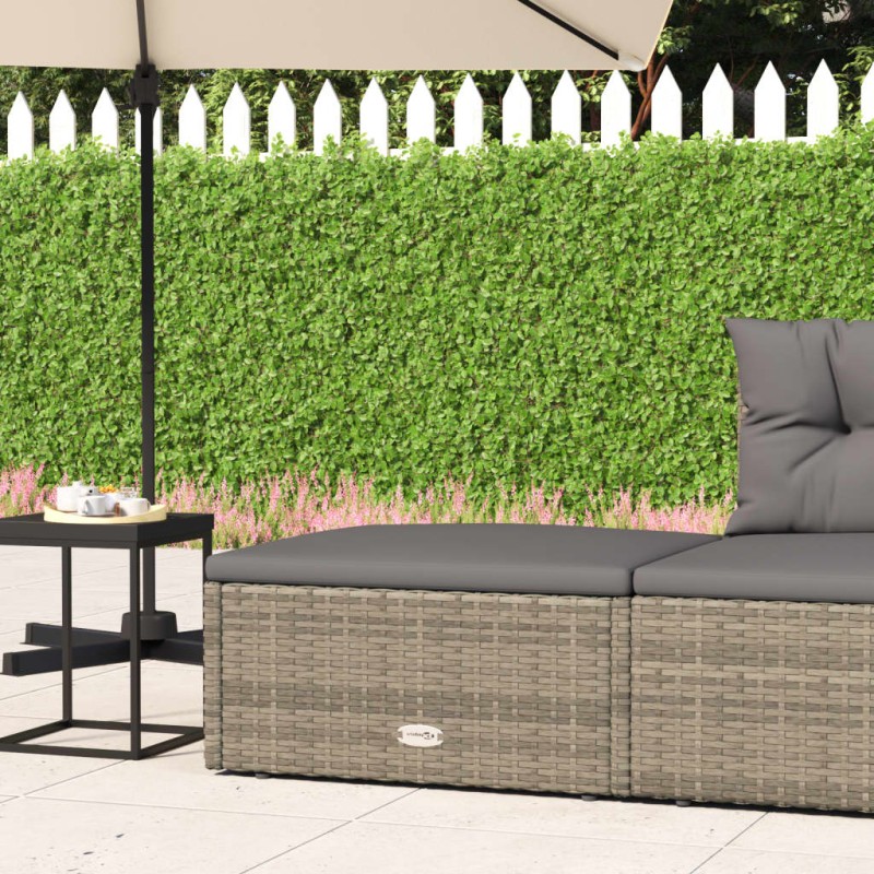vidaXL Taburete de jardín con cojín ratán sintético gris vidaXL Taburete de jardín con cojín ratán sintético gris