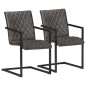 vidaXL Sillas voladizas de comedor 2 unidades cuero auténtico gris vidaXL Sillas voladizas de comedor 2 unidades cuero auténtico gris