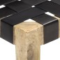 vidaXL Banco de cuero auténtico negro y madera de mango maciza 110 cm vidaXL Banco de cuero auténtico negro y madera de mango maciza 110 cm