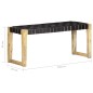 vidaXL Banco de cuero auténtico negro y madera de mango maciza 110 cm vidaXL Banco de cuero auténtico negro y madera de mango maciza 110 cm