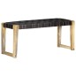 vidaXL Banco de cuero auténtico negro y madera de mango maciza 110 cm vidaXL Banco de cuero auténtico negro y madera de mango maciza 110 cm