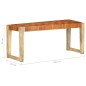 vidaXL Banco de cuero auténtico marrón y madera de mango maciza 110 cm vidaXL Banco de cuero auténtico marrón y madera de mango maciza 110 cm