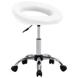 vidaXL Silla de trabajo con ruedas cuero sintético blanco