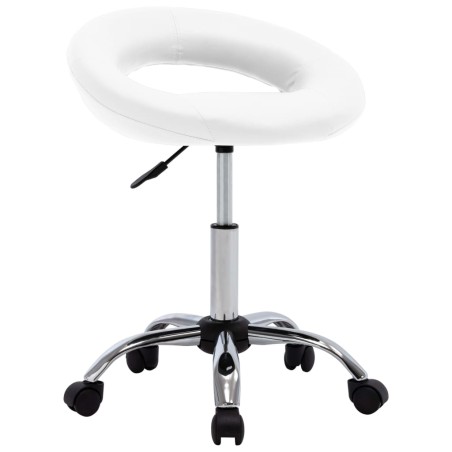vidaXL Silla de trabajo con ruedas cuero sintético blanco