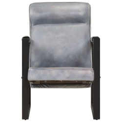 vidaXL Sillón de cuero de cabra real gris 60x75x90 cm