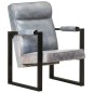 vidaXL Sillón de cuero de cabra real gris 60x75x90 cm vidaXL Sillón de cuero de cabra real gris 60x75x90 cm