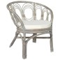 vidaXL Silla de comedor con cojín ratán natural gris y lino