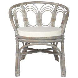 vidaXL Silla de comedor con cojín ratán natural gris y lino