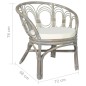 vidaXL Silla de comedor con cojín ratán natural gris y lino