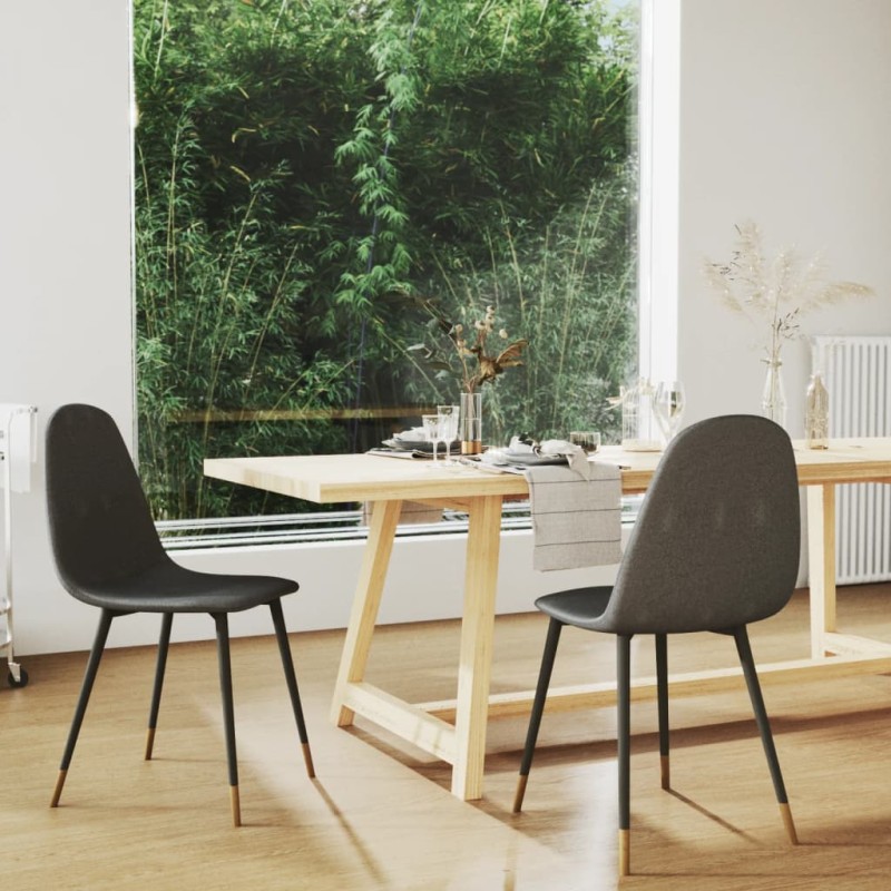 vidaXL Sillas de comedor 2 unidades tela gris oscuro