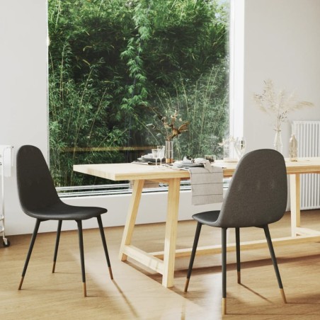vidaXL Sillas de comedor 2 unidades tela gris oscuro