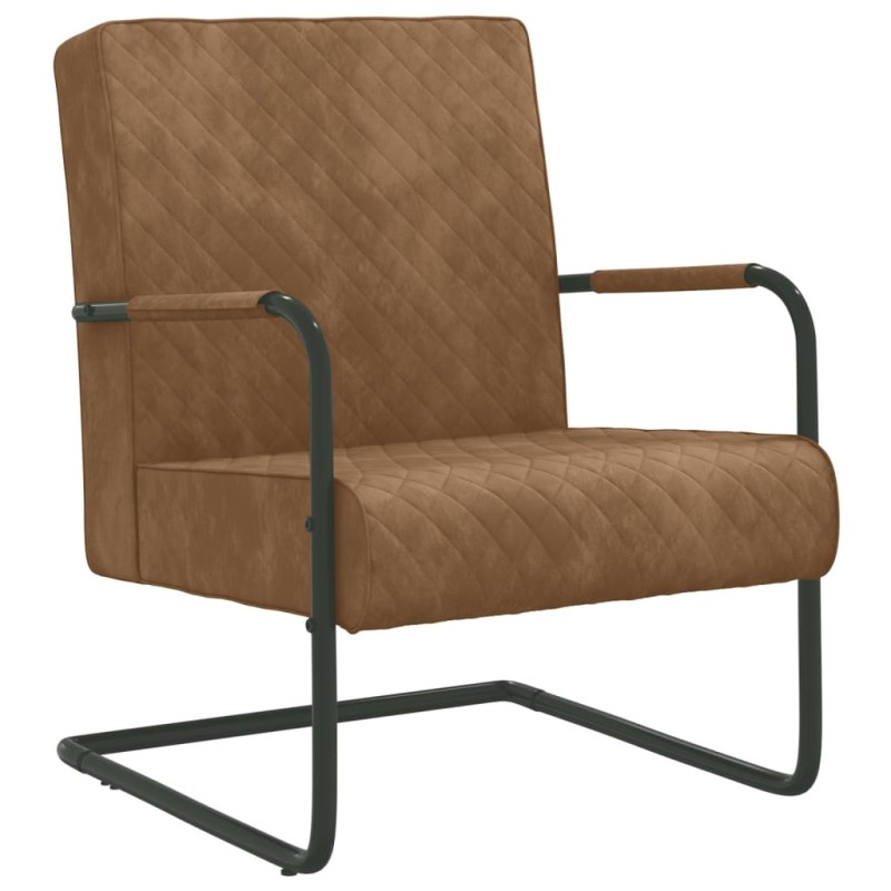 vidaXL Silla voladiza de terciopelo marrón vidaXL Silla voladiza de terciopelo marrón
