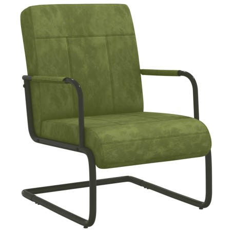 vidaXL Silla voladiza de terciopelo verde claro