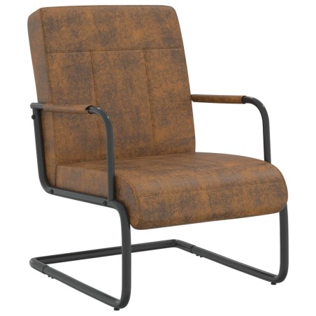 vidaXL Silla voladiza de tela marrón