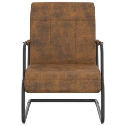 vidaXL Silla voladiza de tela marrón