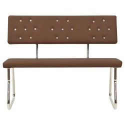 vidaXL Banco de cuero sintético marrón 110 cm
