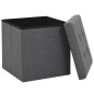 vidaXL Taburete plegable con almacenaje lino sintético gris oscuro vidaXL Taburete plegable con almacenaje lino sintético gris oscuro