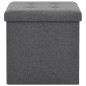 vidaXL Taburete plegable con almacenaje lino sintético gris oscuro vidaXL Taburete plegable con almacenaje lino sintético gris oscuro