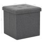 vidaXL Taburete plegable con almacenaje lino sintético gris oscuro vidaXL Taburete plegable con almacenaje lino sintético gris oscuro