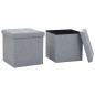 vidaXL Taburetes almacenaje plegables 2 uds lino sintético gris claro vidaXL Taburetes almacenaje plegables 2 uds lino sintético gris claro