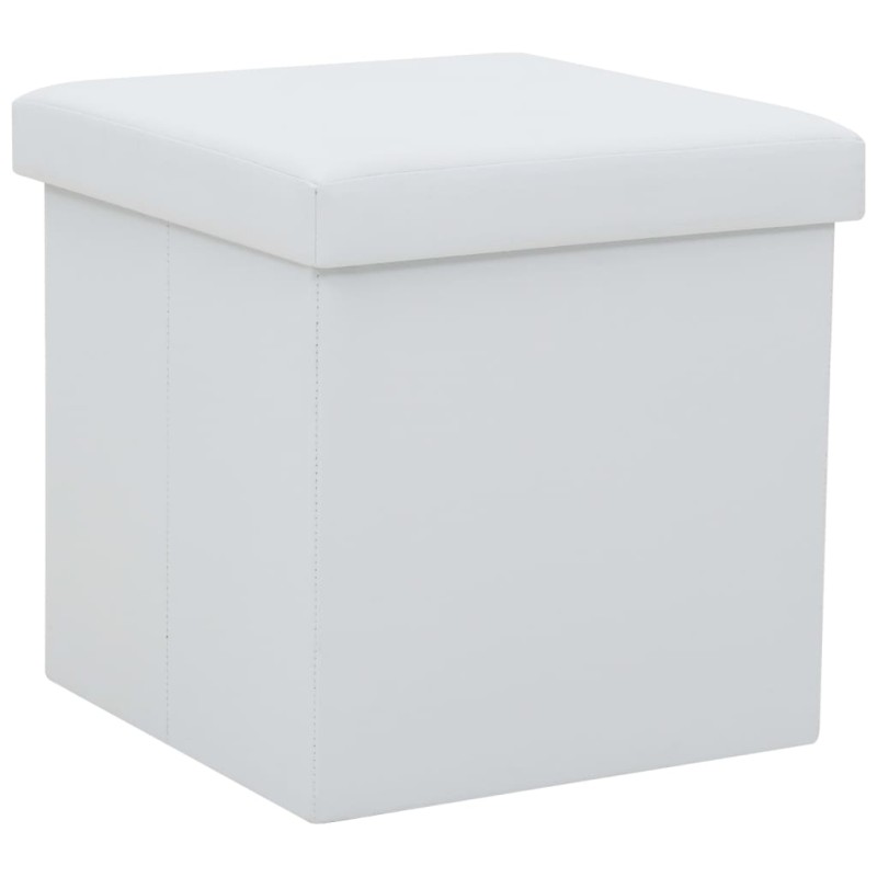 vidaXL Taburete con almacenaje plegable cuero sintético blanco vidaXL Taburete con almacenaje plegable cuero sintético blanco
