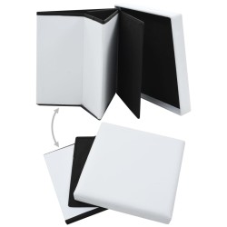 vidaXL Taburete con almacenaje plegable cuero sintético blanco
