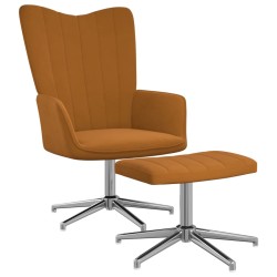 vidaXL Silla de relajación con reposapiés terciopelo marrón