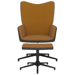 vidaXL Silla de relajación con reposapiés terciopelo y PVC marrón