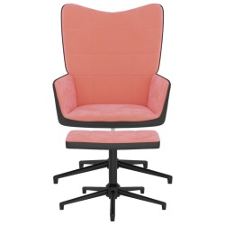 vidaXL Silla de relajación con reposapiés terciopelo y PVC rosa