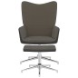 vidaXL Silla de relajación con taburete terciopelo y PVC gris oscuro vidaXL Silla de relajación con taburete terciopelo y PVC gris oscuro