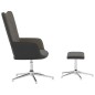 vidaXL Silla de relajación con taburete terciopelo y PVC gris oscuro vidaXL Silla de relajación con taburete terciopelo y PVC gris oscuro