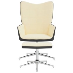 vidaXL Silla de relajación con reposapiés terciopelo y PVC crema