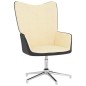 vidaXL Silla de relajación con reposapiés terciopelo y PVC crema vidaXL Silla de relajación con reposapiés terciopelo y PVC crema