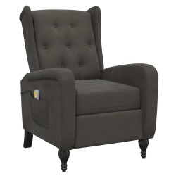 vidaXL Sillón de masaje reclinable de terciopelo gris oscuro
