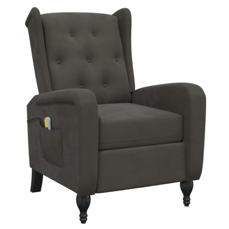vidaXL Sillón de masaje reclinable de terciopelo gris oscuro