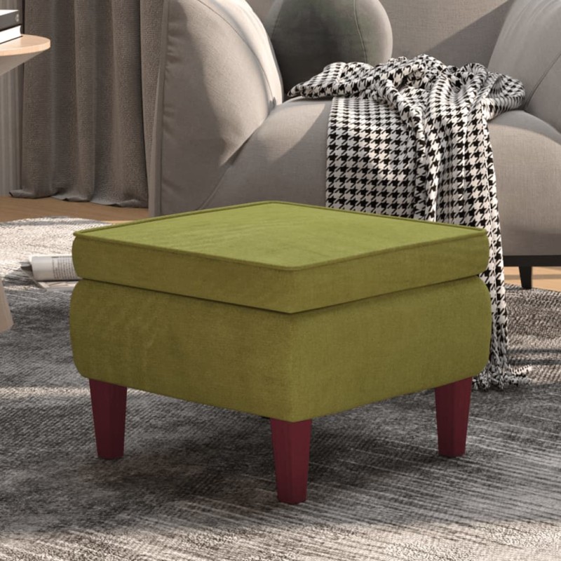 vidaXL Taburete con patas de madera terciopelo verde claro vidaXL Taburete con patas de madera terciopelo verde claro