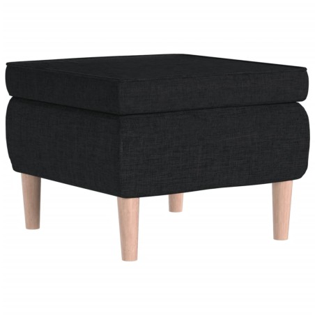 vidaXL Taburete con patas de madera tapizado tejido negro